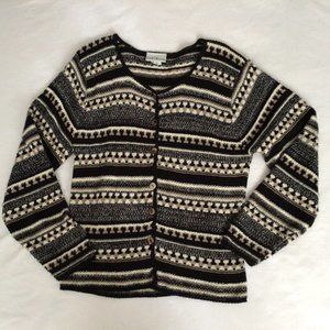 Croft & Barrow - Black, cream and tan cardigan sweater